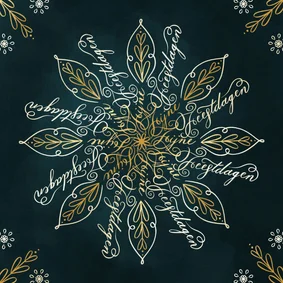 Fijne Feestdagen sneeuwvlok typografie met goudfolie