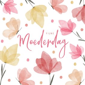 Fijne moederdag waterverf bloemen en vlinders