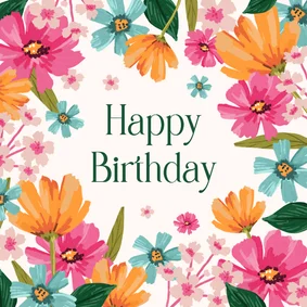Fleurige vrolijke verjaardagskaart bloemen happy birthday