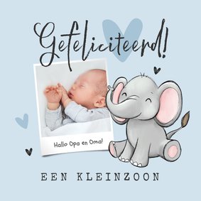 Foto-felicitatiekaartje met schattig olifantje om opa