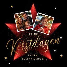 Foto kerstkaart rode kerstster
