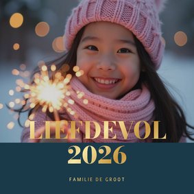 Foto nieuwjaarskaart met aanpasbare tekst