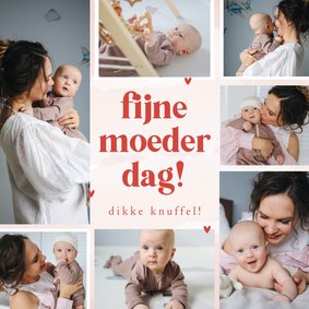 Fotocollage fijne moederdag met 7 foto's en hartjes