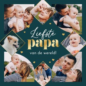 Fotocollage vaderdagkaart met hartjes goud liefste papa