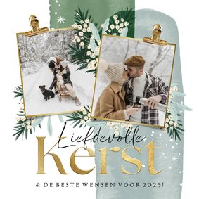 Fotokaart 2 foto's kersttakjes sterren waterverf