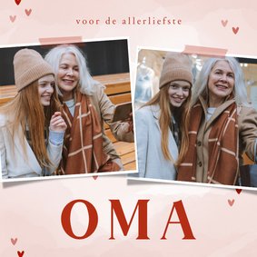 Fotokaart allerliefste oma met twee foto's en hartjes