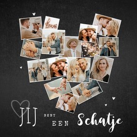 Fotokaart collage hart krijt hip met veel foto's