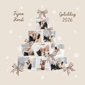 Fotokaart fotocollage kerstboom sneeuw strikjes