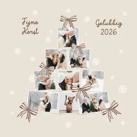 Fotokaart fotocollage kerstboom sneeuw strikjes