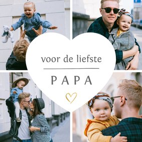 Fotokaart fotocollage met 4 eigen foto's en hartje voor papa