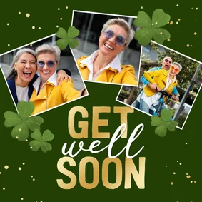 Fotokaart get well soon geluk klavertjes vier beterschap