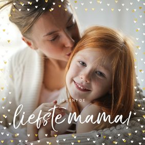 Fotokaart grote foto met goudlook hartjeskader