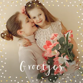 Fotokaart grote foto vrolijk pasen hartjes