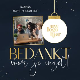 Fotokaart kerst zakelijk foto en logo bedankt voor je inzet