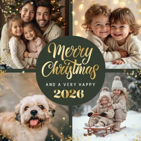 Fotokaart kerstwens merry christmas sprankelend 2026