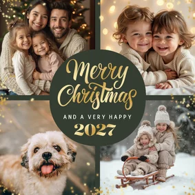 Fotokaart kerstwens merry christmas sprankelend 2027