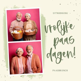 Fotokaart uitnodiging paasbrunch fotostrip groen