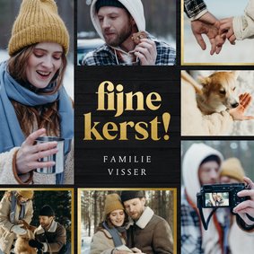 Fotokaartje kerst met collage met fijne kerst en goudlook 