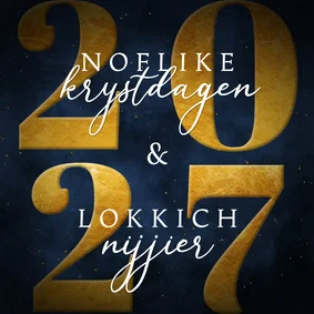 Fries kerstkaartje donkerblauw met 2026
