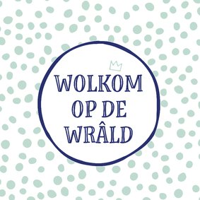 Fryske felicitatie kaart Wolkom op de wrâld 