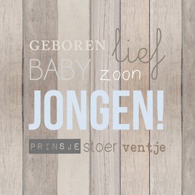 Geboorte jongen hout tekst