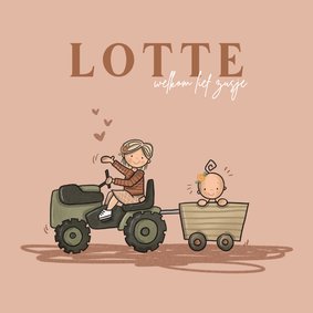 Geboortekaart Hoera een zusje Grote zus