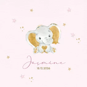 Geboortekaart meisje olifantje