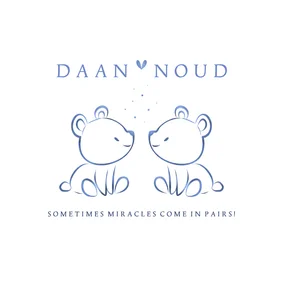 Geboortekaart tweeling jongens hippe lijntekening beertjes