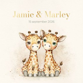 Geboortekaart tweelinggiraf met foto