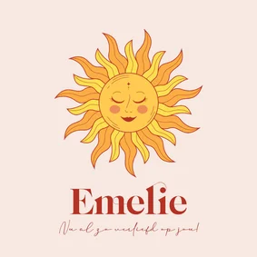 Geboortekaartje astrologie met lachend zonnetje