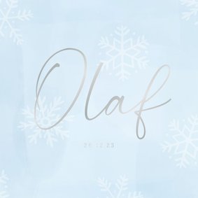 Geboortekaartje blauw met sneeuwvlokjes winter