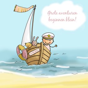 Geboortekaartje bootje met meisje