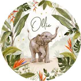 Geboortekaartje cirkel jungle olifant baby schattig