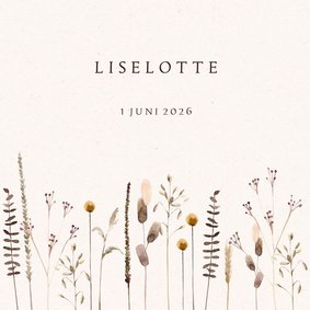 Geboortekaartje droogbloemen