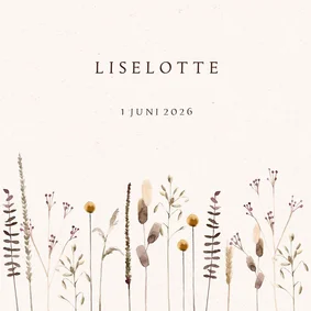 Geboortekaartje droogbloemen