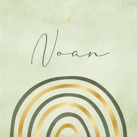 Geboortekaartje groen regenboog met goudfolie