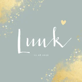 Geboortekaartje jongen hip gouden spetters en hartjes