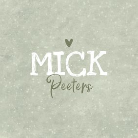 Geboortekaartje jongen neutraal groen textuur stoer