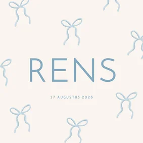 Geboortekaartje jongen patroon blauwe strikjes illustratie