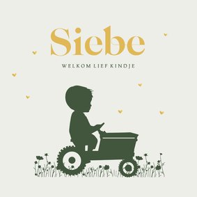 Geboortekaartje jongen tractor blauw