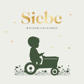 Geboortekaartje jongen tractor blauw