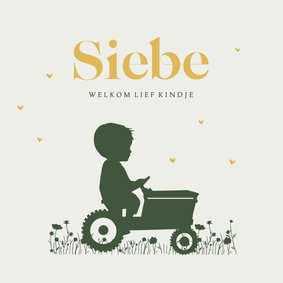 Geboortekaartje jongen tractor blauw