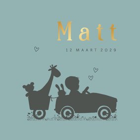 Geboortekaartje jongen trapauto 