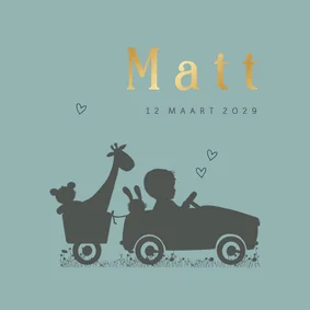 Geboortekaartje jongen trapauto 