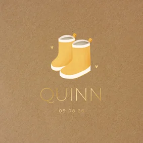 Geboortekaartje kraftlook met gele laarsjes