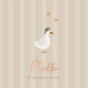 Geboortekaartje lieve gans met stoer petje