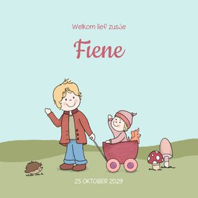 Geboortekaartje meisje herfst voor een zusje