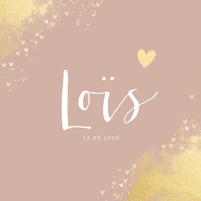 Geboortekaartje meisje hip gouden spetters en hartjes