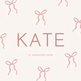 Geboortekaartje meisje patroon met roze strikjes illustratie