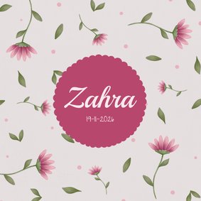 Geboortekaartje meisje roze bloemen